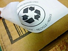 100 qty This Box Has Been Re-used Recycle Reduce Shipping Label Stickers No Ink!