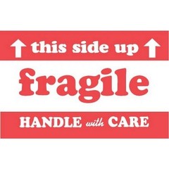 2″ x 3″ Fragile This Side Up Handle With Care Labels (500 per Roll)