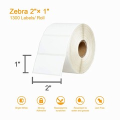 【15600 Labels/12 Rolls】 3-Proof 1″ Core 2″ x 1″ Direct Thermal Label (51mm x …