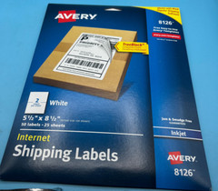 Avery 8126 Inkjet Shipping Labels,Perf. Sheets,5-1/2-Inch X8-1/2-Inch,50/Pk,We