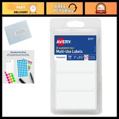 Removable Multi-Use Labels 1″ x 2.75″ – 128 Blank White Labels, 36 Packs Total