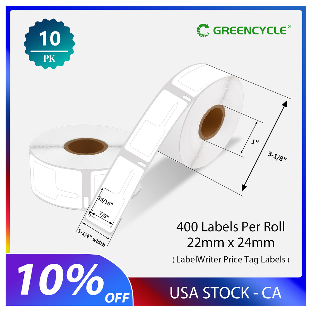10 Rolls Rat Tail Jewelry Pricetag of 400 Labels for Dymo 30373 LabelWriter 450