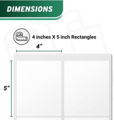 4″ x 5″ Blank Rectangle Labels, White – 4 Labels/Sheet, 150 Sheets T58-25
