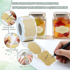 300 Pcs Kraft Labels Stickers, 1.2X2 Inch, 3 Decorative Designs