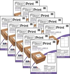 6 Up Labels, FBA Carton Labels, Blank White Adhesive, 4″ x 3-1/3″ – 6000 Labels!