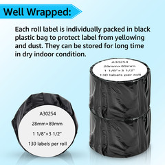 130/Roll Clear Address Labels 1-1/8″x3-1/2″ for Dymo 30254 LabelWriter 450 Duo