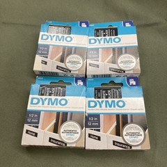 Lot of 4 – Genuine Dymo 45021 White on Black Tape 1/2″ x 23″ -12mm X 7 M