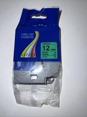 1PK 12 mm Laminated TZ-731 Black/Green Label Tape (New)