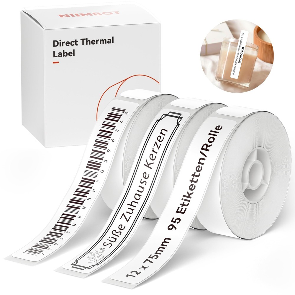 3 Rolls Thermal Label Set for D11 D110 D101 H1S Label Maker White 1275