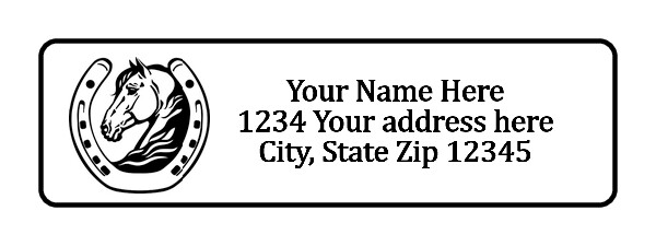 400 Horseshoe Personalized Return Address Labels 1/2 inch by 1 3/4 inch