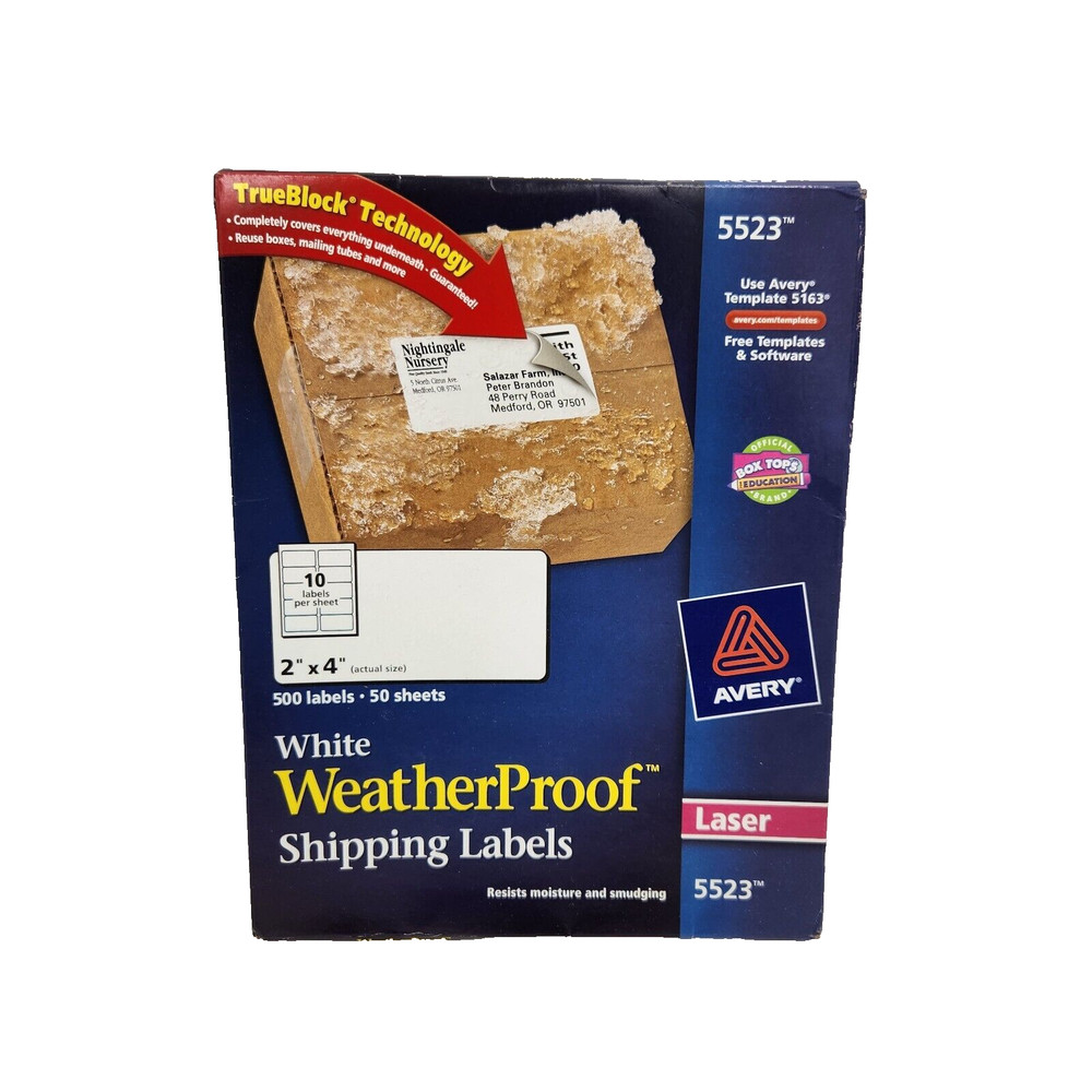Avery 5523 Shipping Labels 2×4 Compatible with Inkjet & Laser Printers Easy Peal