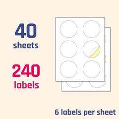 40 Sheets – 3 inch Round Circle Labels, White Printable Stickers for Laser/In…