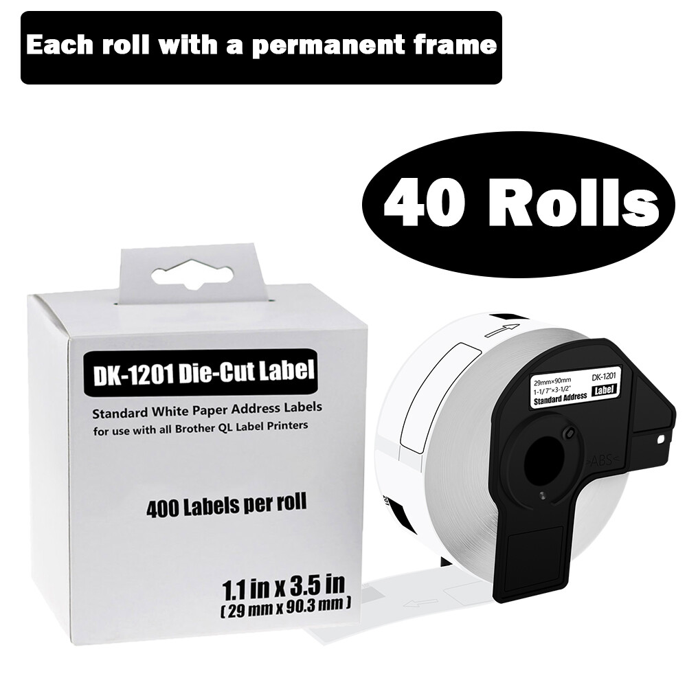 40Rolls 29mmx90mm DK-1201 Shipping Label Fit for Brother QL-550 QL-570 QL-650TD