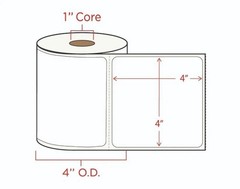 12 Rolls 4×4 Direct Thermal Labels 1” Core 4” OD Permanent Adhesive | 375 labels