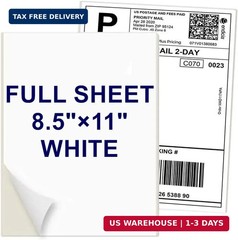 8.5″ x 11″ Shipping Labels Full Sheet Labels, Self Adhesive Printable White Stic