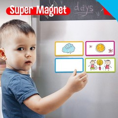 Magnetic Name Tag Labels, 42 PCS Dry Erase Reusable Neon Name Stickers Frame …