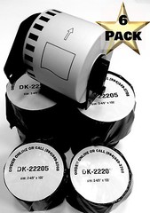 6 Rolls Labels123 Brand-Fits BROTHER DK 2205 P-Touch QL700 QL500 +1 Cartridge