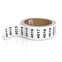 Consecutively Numbered Labels 1.5 x 0.75 Inch White Paper 1000 Per Roll Numbers