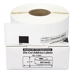 Non-OEM Fits BROTHER DK-1201 Labels (1-1/7″ x 3-1/2″) – (18) Rolls of 400