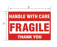 2000 Fragile Stickers 3×5 Handle with Care Thank You Shipping Warn Labels 4 Roll