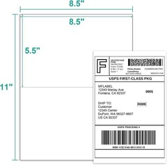 50-4000 Premium 8.5″X5.5″ Half Sheet Self Adhesive Shipping Labels Laser Inkjet